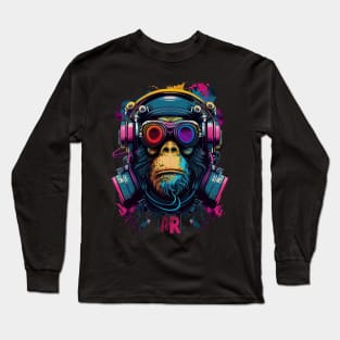 Anime Cyber Ape (Sci-Fi Ape Vintage Retro Future Design Cyberpunk Space Ape) Long Sleeve T-Shirt